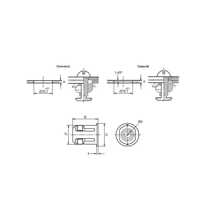 tuerca enjaulada cilíndrica